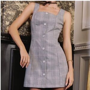 Francescas boutique Elegant Gray Plaid Button-Down Dress NWT size medium